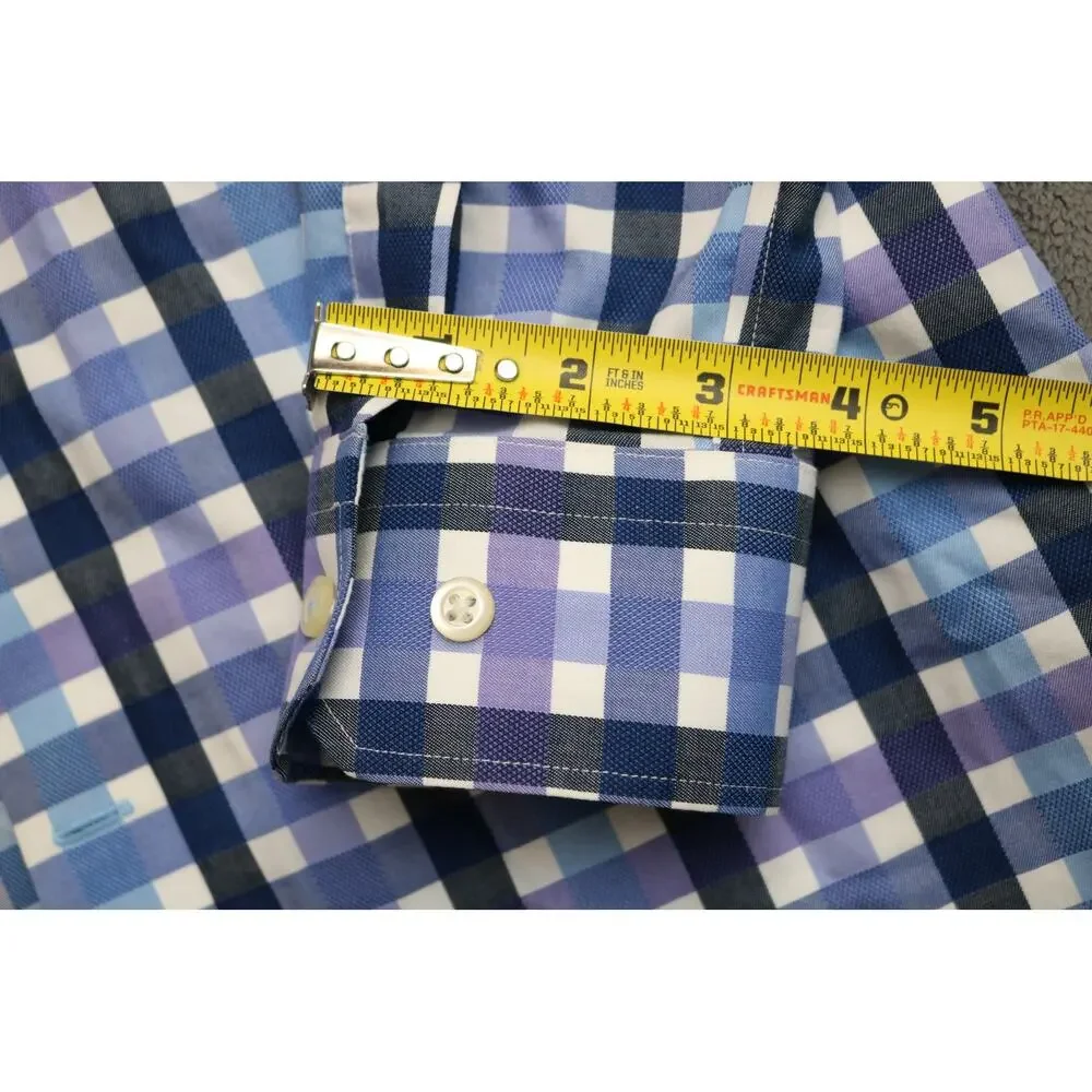 BANANA REPUBLIC Dress shirt Mens Small Plaid Blue Purple Cotton Career Office